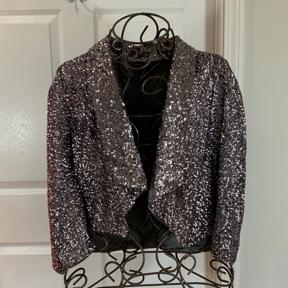 Forever 21 Sequin Silver Party Cape Shawl Size XL - Picture 1 of 9